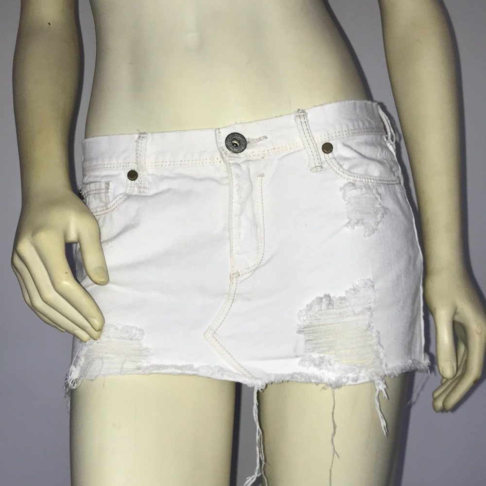 Hollister White Jean Skirt